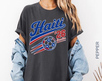 Camiseta retro de fútbol de Haití 2026, camiseta del equipo mundial de los 90, conjuntos deportivos familiares a juego para el día del partido de fútbol haitiano.