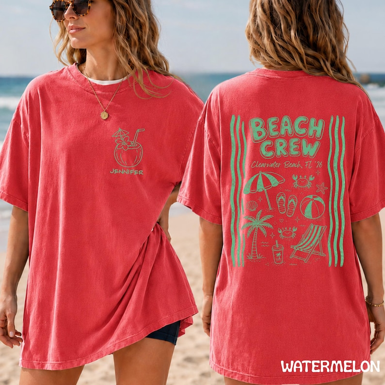 Custom Beach Vacation Group Shirt, Personalized Beach Crew Shirt, Family Trip Summer Vacation Tee image 19