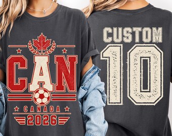 Custom Canada Soccer T-Shirt for Family Matching, Personalized Soccer Cup 2026 Design Tee