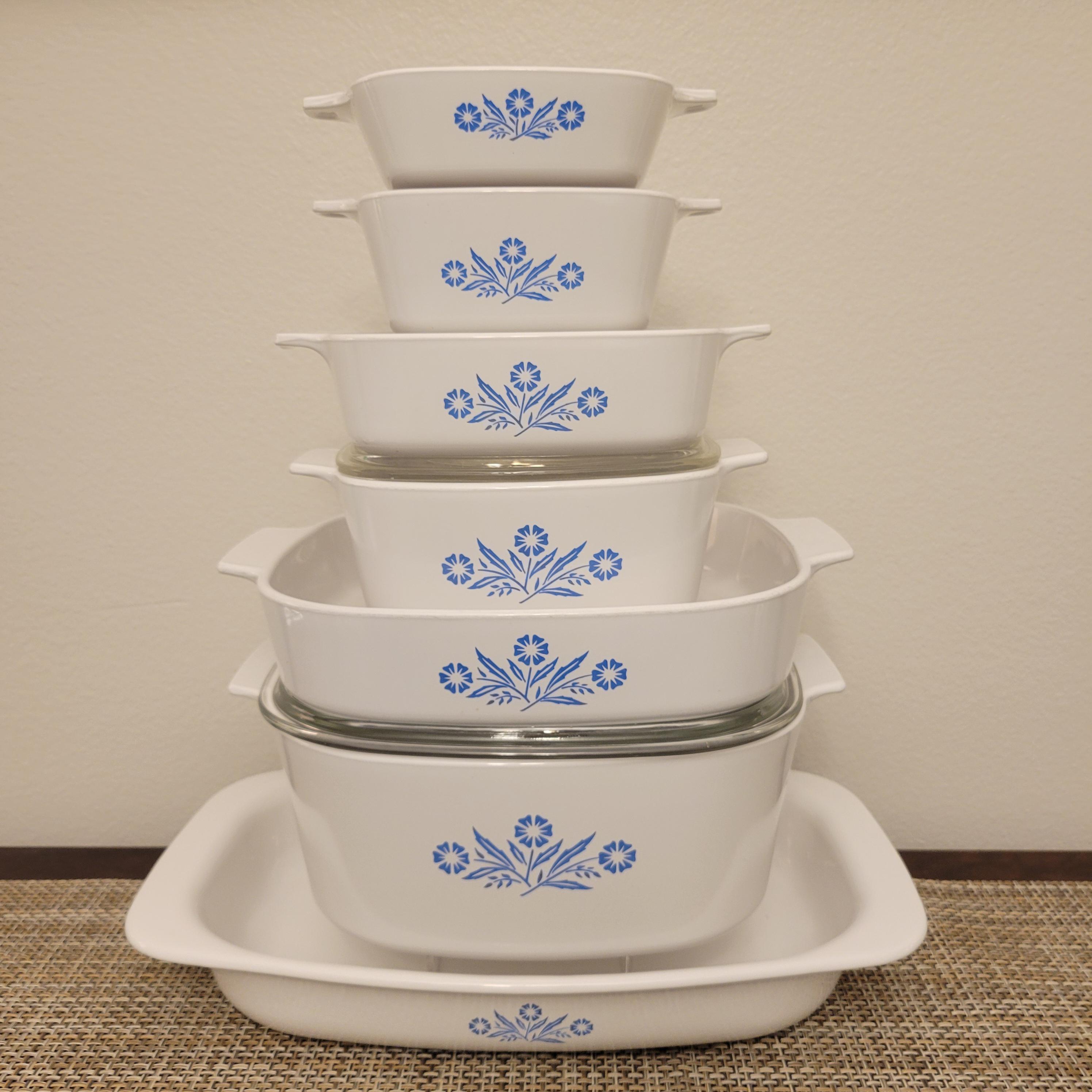 Ensemble de casseroles et de plats à rôtir CorningWare vintage motif MAT BLEU