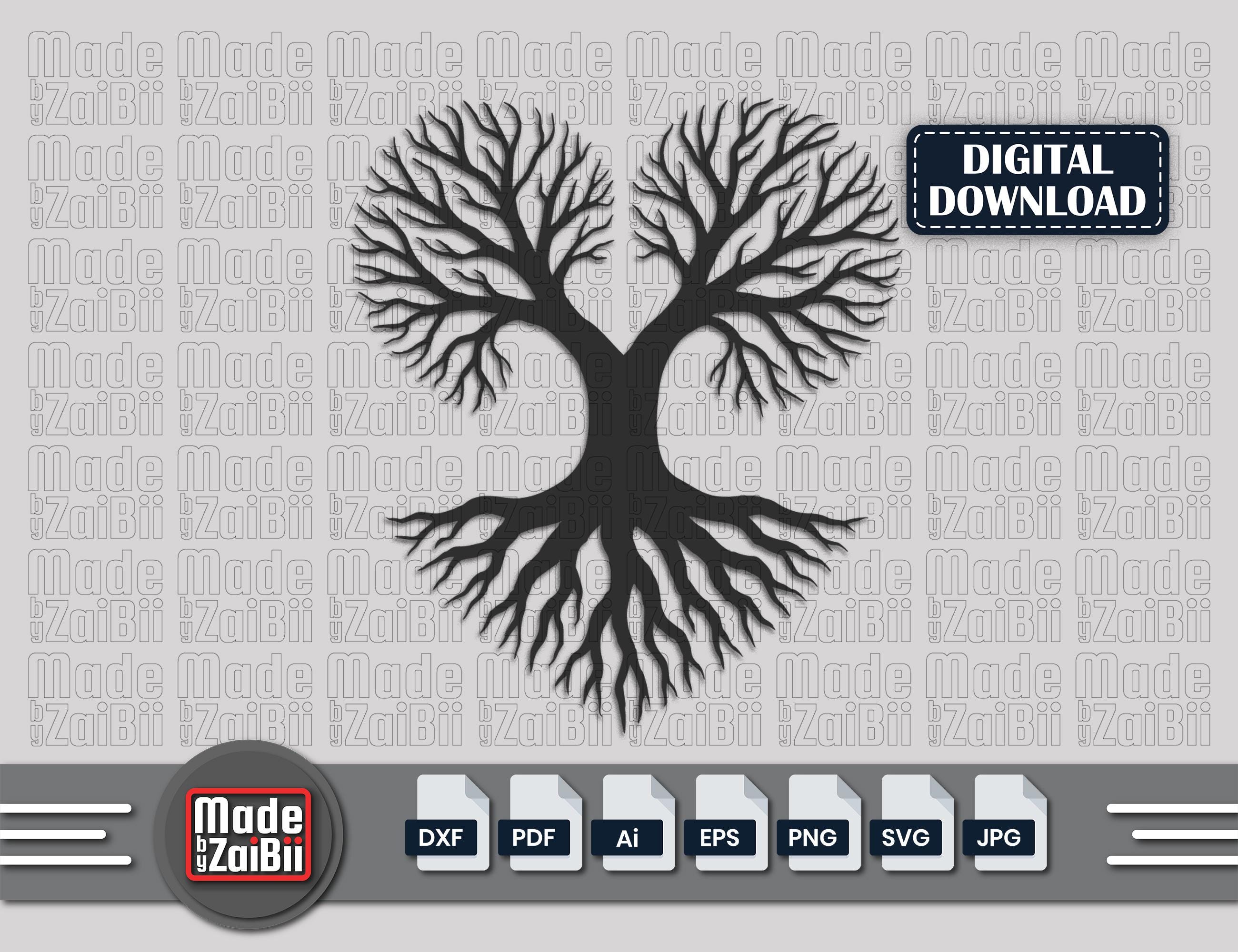 ハートの生命の木SVG、クリカット用ルーツ付き家系図、商用利用可能なケルト愛の結び目のシルエット、レーザー用ウェディングクリップアート - Etsy  日本, image size:2600x2000