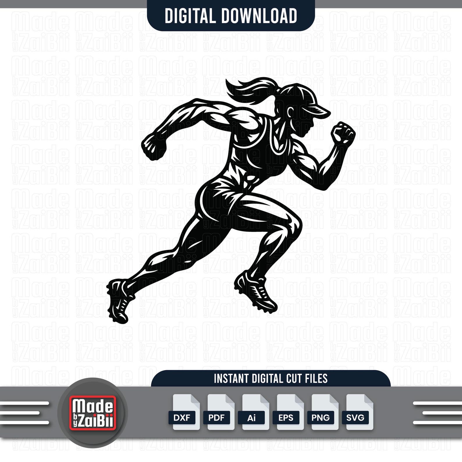Runner SVG, Female Sprinter Laser Cut File, Running Woman Wall Art Dxf ...