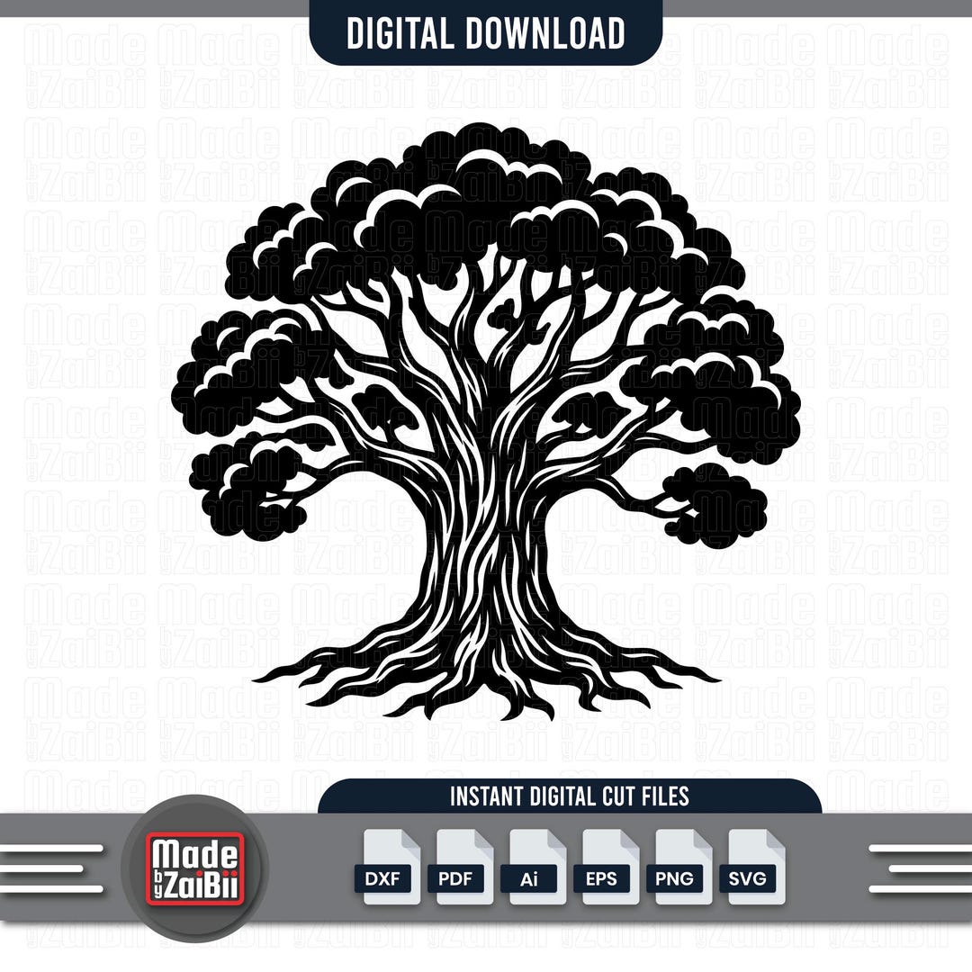 Oak Tree SVG, Tree of Life Laser Cut File, Big Tree Wall Art Dxf, Tree ...