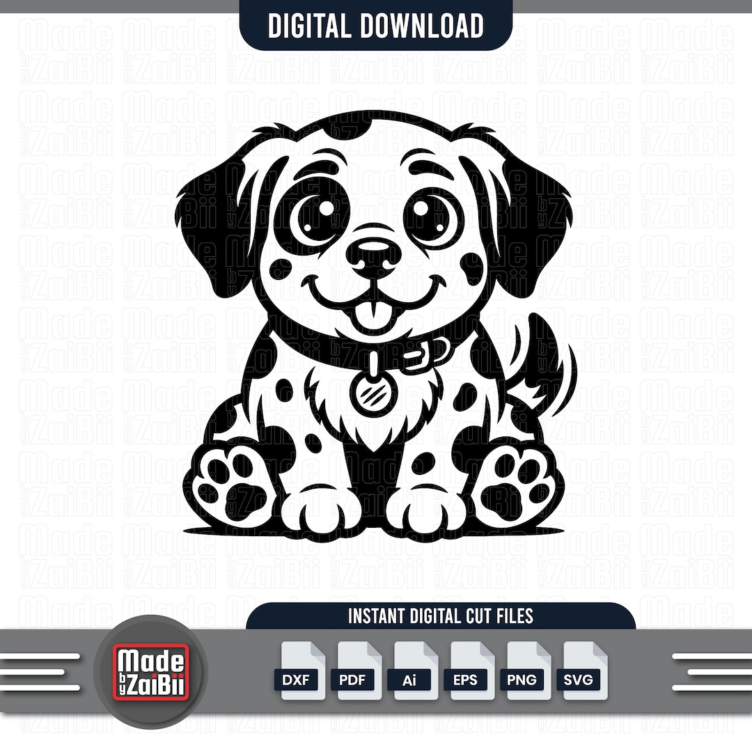 Cute Puppy SVG, Kawaii Spotted Dog Cut File, Nursery Cricut Png, Puppy ...