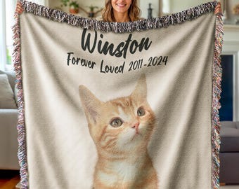 Personalized Dog Blanket Dog Photo Woven Blanket Pet Memorial Blanket Dog Loss Cat Blanket Dog Lover Gifts Memory Blanket Gift Made in USA