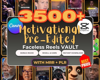 Motiverende video's: meer dan 3500 vooraf bewerkte video's zonder gezicht, inclusief MRR en PLR, voor Instagram, TikTok en YouTube.
