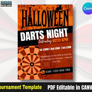 Halloween Darts Tournament Flyer: Printable Bar/Club Event Poster (PDF Instant Download)