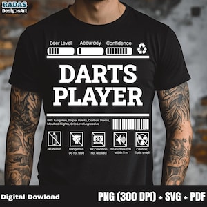 Funny Darts  Player design| SVG PNG PDF  | Digital Download for Cricut, Sublimation, T-Shirt Design, Darts Quote Cut File