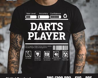 Funny Darts Player Design: SVG PNG PDF - Cricut & Sublimation (Digital Download)