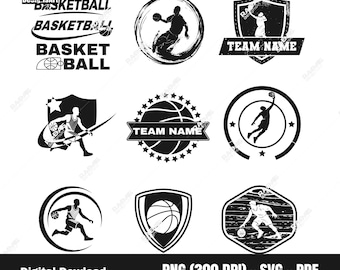 Basketbalontwerpbundel| SVG, PNG, PDF| digitale download, logo-ontwerp, instant download