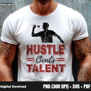 Motivation Sport and Darts Design: &quot;Hustle Beats Talent&quot; Logo - SVG, PNG, PDF (Digital Download)