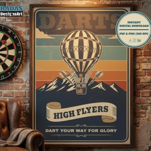 High Flyers Darts Wall Art – Modern Darts Poster | Darts Player Decor | Game Room Printable | PDF & PNG Digital Download | Sports Wall Art