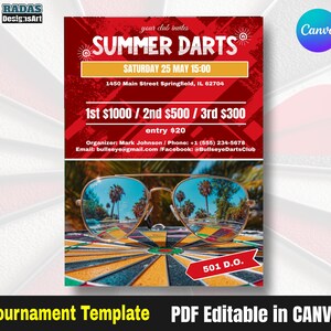 Printable Darts Tournament Flyer: Bar & Club Event Poster (PDF Download A4/Letter Size)