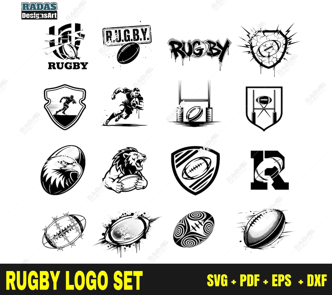 One Color Rugby Logo Design Rugby Logos Design Bundle | SVG,EPS, PDF| Digital Download, Logo ...