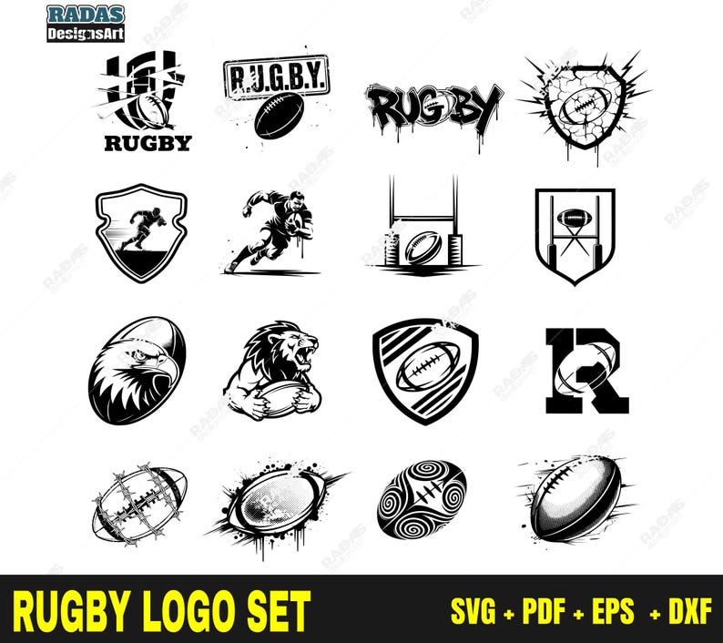 Rugby Logos Design Bundle | SVG,EPS, PDF| Digital Download, Logo ...