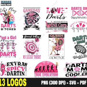 Girl&#39;s Darts Logo Bundle - 13x |PNG SVG PDF | Digital Download for T-Shirts, Stickers & More