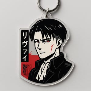 Levi Ackerman Keychain, Acrylic Anime Keychain, AOT Merch, Attack On Titan Gift for Her/Him, AOT Manga