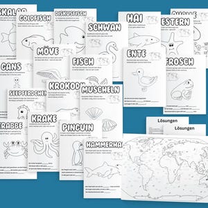 Montessori Ausmalbilder für Vorschule & Grundschule – Tiere mit Reimen und Lückentexten – Lernspaß zum Download