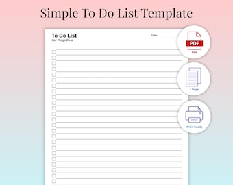 Simple To-Do List Printable | Editable A4 Task Checklist PDF | Daily & Weekly To-Do Sheet | Digital Planner Page | Productivity Template