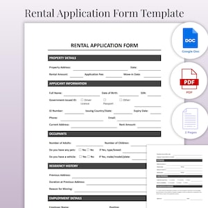 Rental Application Form Template | Tenant Lease Application for Landlords | PDF, Google Docs | Rental Property Management Tool