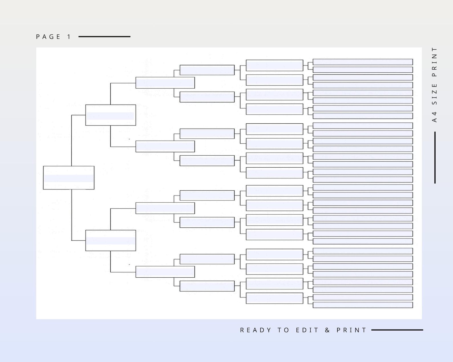 8 Generations Family Tree Chart Printable | Genealogy Pedigree Template ...