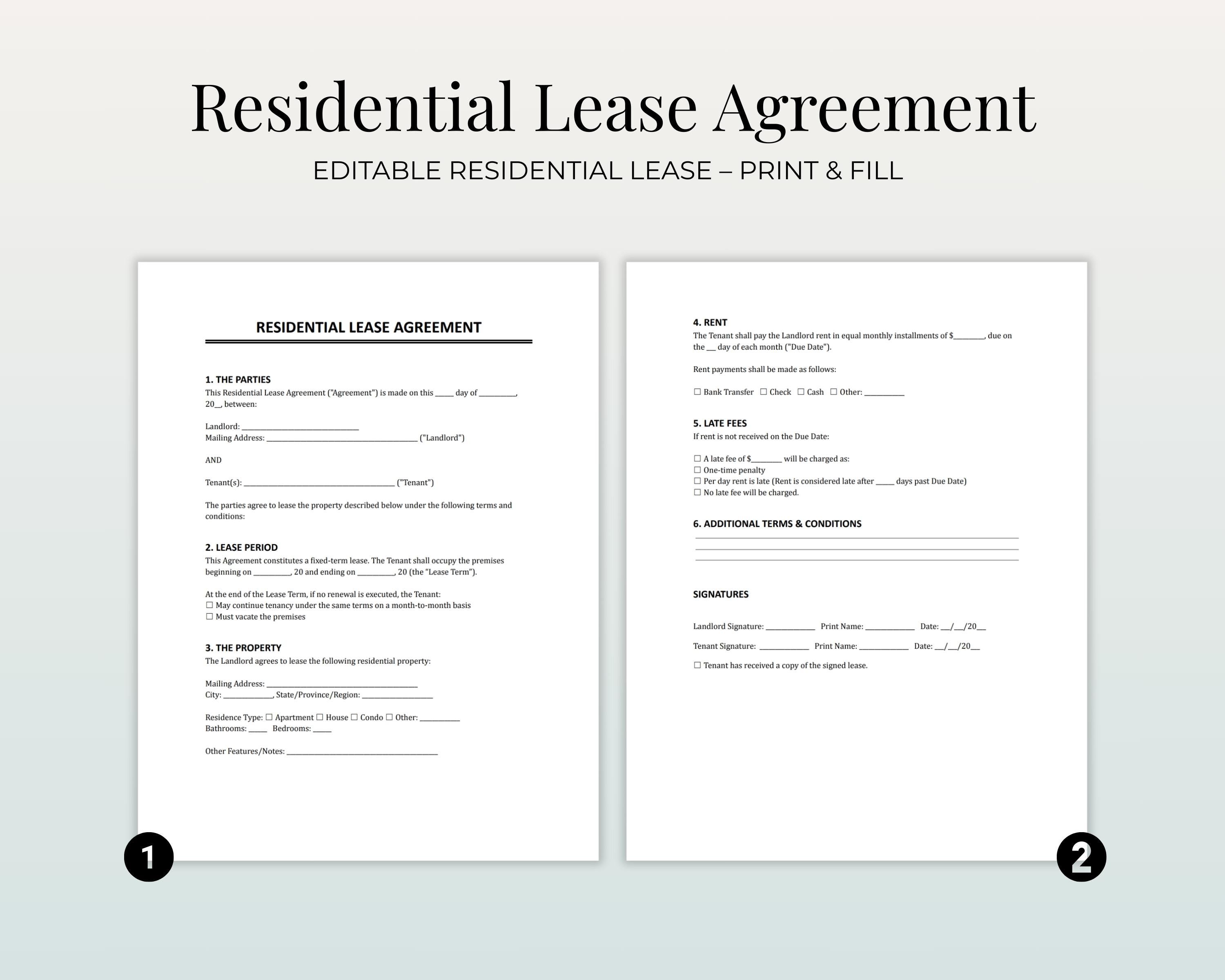 Less Agreement Form Lease Agreement Template | Rental Lease Form, Residential Rent Contract ...