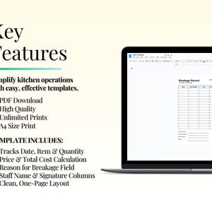 Breakage Sheet.pdf Breakage Record Log Sheet | Broken Dish & Glass Tracking Form | Kitchen ...