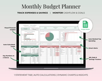 Haushaltsplaner Google Sheets | Automatisierte Tabelle für persönliche Finanzierung, Income & Expense Tracker | Sofort Download