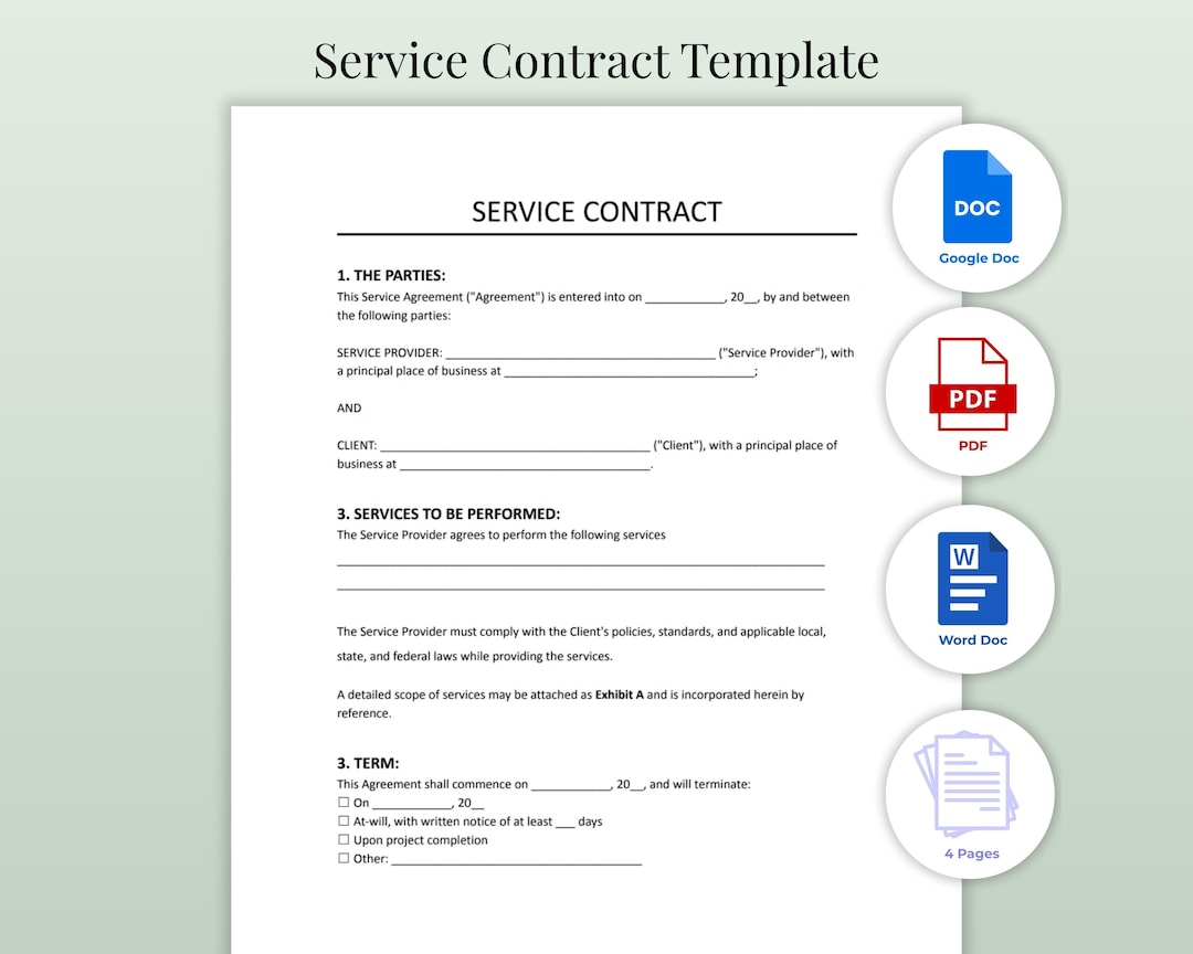 Service Contract Template · Editable Service Agreement Form · Google ...