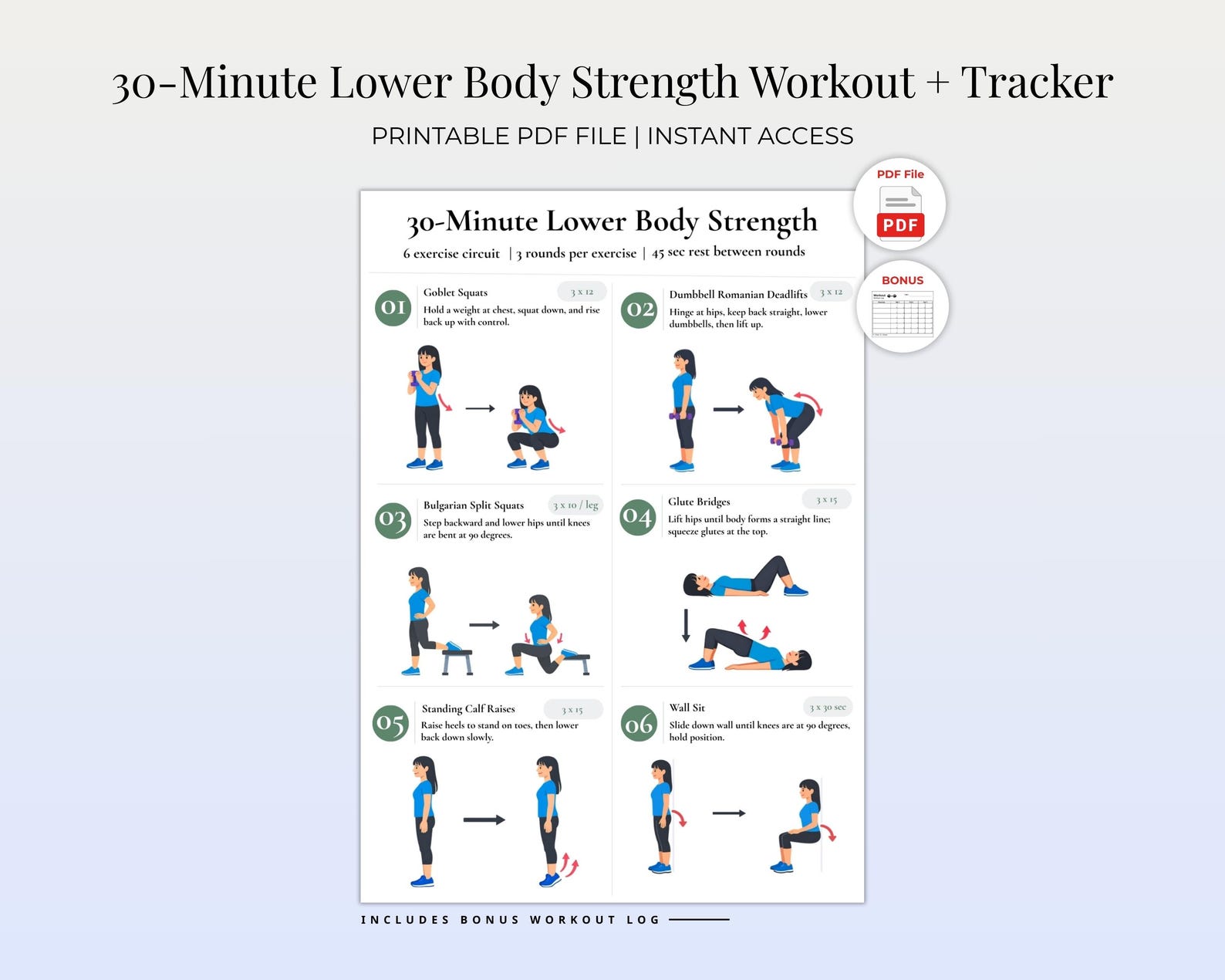 30 Minute Lower Body Strength Workout PDF for Women | Leg and Glute ...