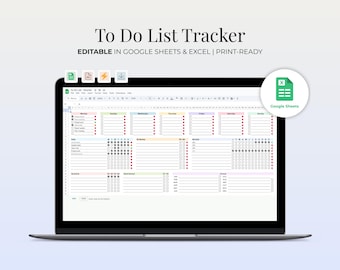 Modello di elenco di cose da fare di Google Fogli / Tracker di attività digitale / Checklist giornaliera, settimanale, mensile e annuale / Pianificatore di produttività / Livello di priorità