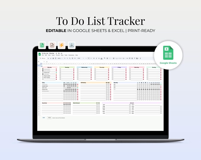 Task Tracker Google Sheets Spreadsheet | Digital To-do List Planner ...