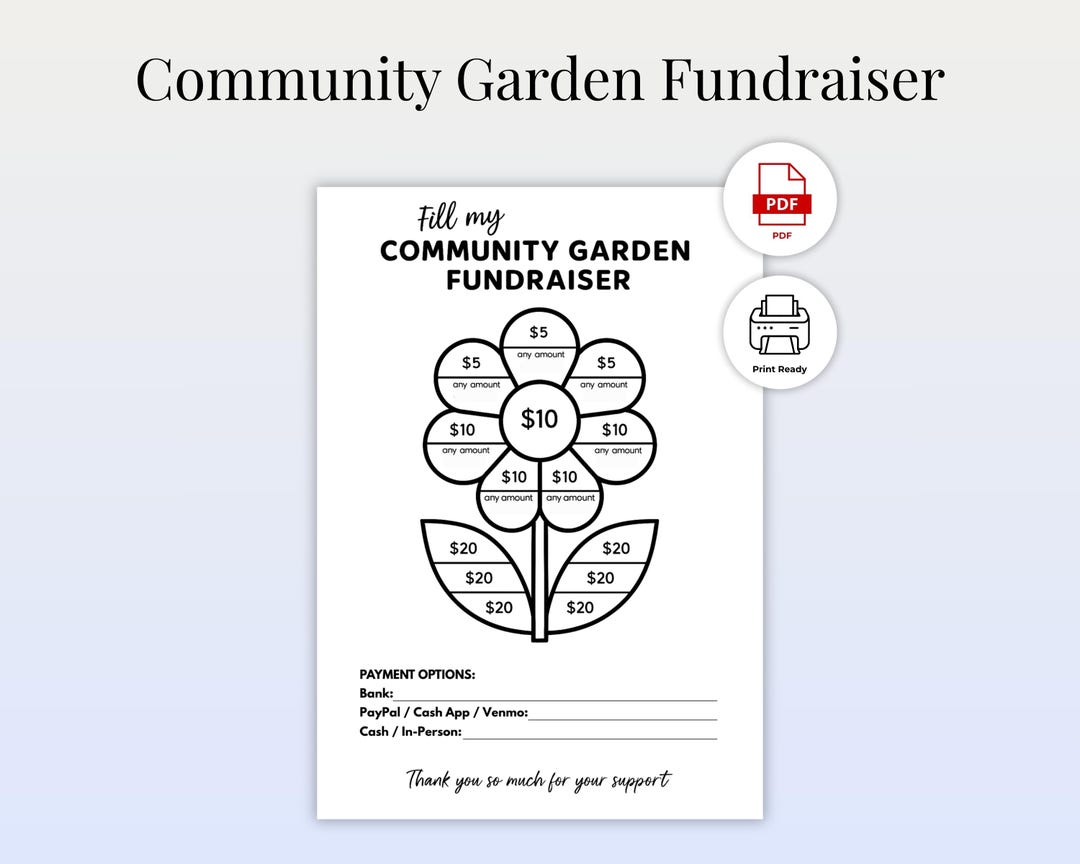 Community Garden Fundraiser Chart | Donation Printable | School ...
