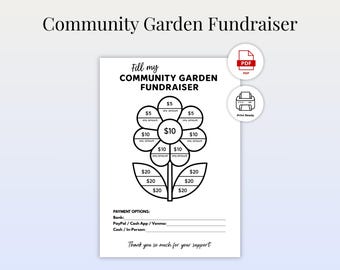 Community Garden Fundraiser Chart | Donation Printable | School & Neighborhood Fundraising Sheet
