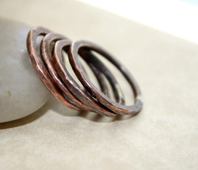 Stacking Copper Rings Rustic Pure Copper Rings Bohemian Etsy