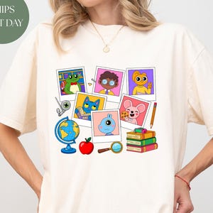 Comfort Colors Trendy Teacher Shirt, Colorful Doodle Back To School Shirt, Preppy Coquette School T-shirt, Girly Pink Bow Tee, Teacher Gifts