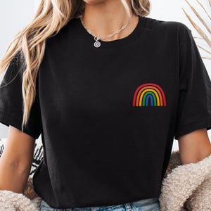 Rainbow Pride Embroidery Design Shirt , Pride Shirt, LGBTQ+ Shirt, Embroidery Pride Celebration Shirt, Embroidery Style Pride T, Colorful T