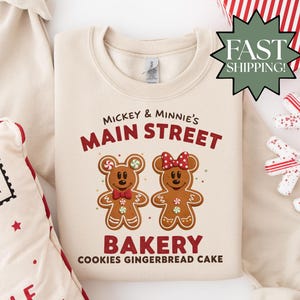 Micky und Minnie Main Street Bakery Sweatshirt, Disney Weihnachten Lebkuchen Shirt, Disney Weihnachten Sweatshirt, Disney Weihnachtsplätzchen
