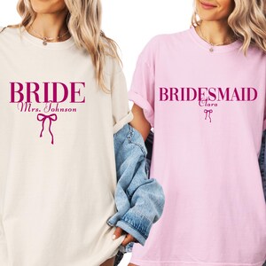 Custom Bride Bridesmaid Shirt, Comfort Colors, Bridal Party Gift, Wedding Day Getting Ready, Trendy Bachelorette Merch, Group Matching Tee