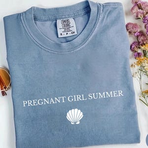 Pregnant Girl Summer Shirt, Comfort Colors Beach Pregnancy Announcement T-shirt, Pregnancy Reveal Tee, Baby Shower Gift, Mom Shirt