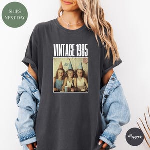 Personalized Birthday Shirt, Custom Photo and Year Birthday Comfort Colors Shirt, Custom 30th 40th Birthday Gift, Vintage 1995 Shirt