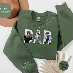 Felpa con cappuccio ricamata per papà: maglietta commemorativa personalizzata con ritratto del bambino