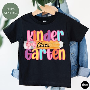 Personalized Kindergarten Tshirt Girls Custom Kids Name Back To School Shirt Toddler Kid Kindergarten Shirt With Name Kindergarten Girl Gift