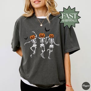 Comfort Colors® Dancing Skeleton Shirt, Halloween Shirt, Pumpkin Shirt, Retro Halloween Shirt