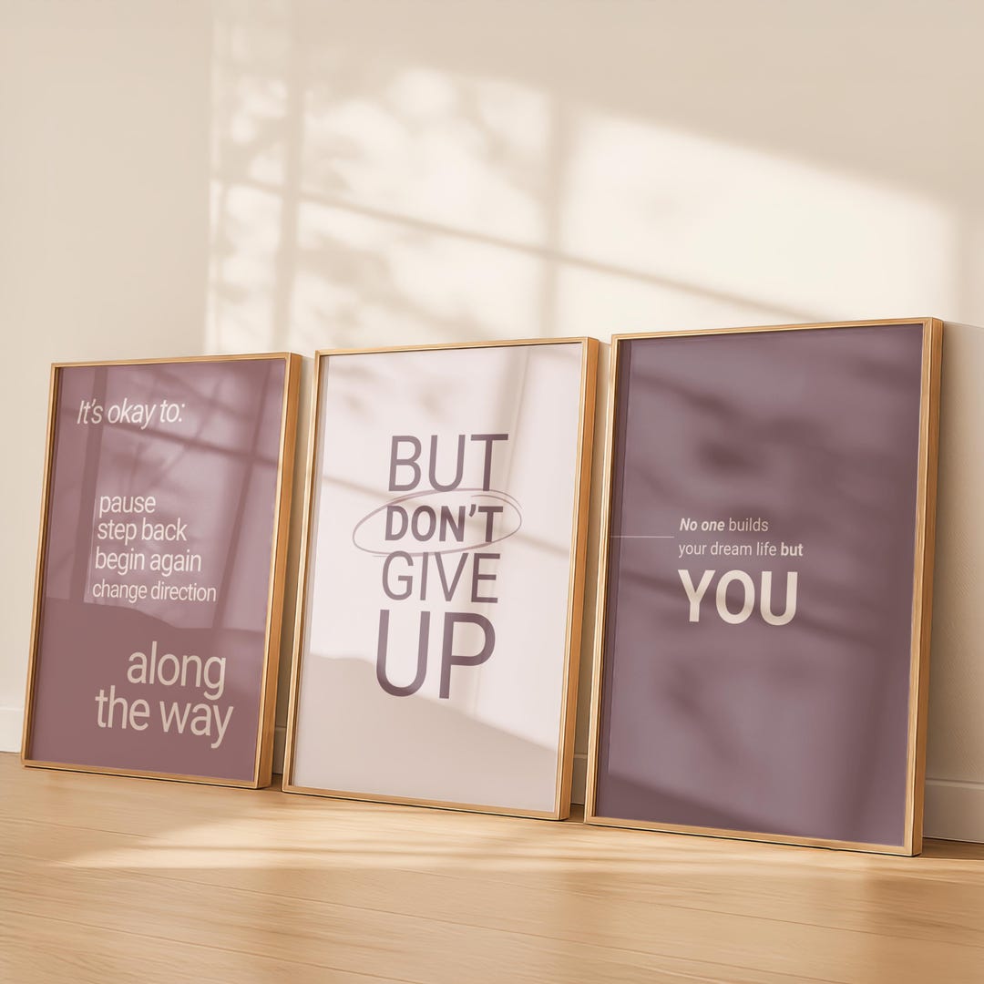 Neutral Motivational Wall Art Set of 3, Encouragement Quote Prints ...