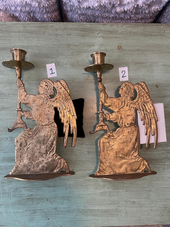 Kneeling Angel Brass Candlestick Holder, Vintage, Christmas, Holiday, Angels, Religious, Table Centerpiece, Mantel Decor