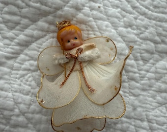 Vintage Tulle Net Wing Spun Angel Ornament