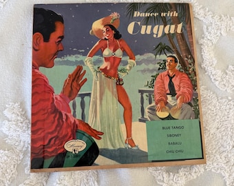 1950’s Dance with Cugat Vinyl EP by Xavier Cugat & Orchestra, Mercury Records, Mid-Century Jazz, Mambo, Tropical Dance Music