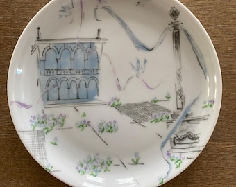 Two Rosenthal "Plaza" Side Plates Coasters, Designed Raymond Loewy, 1960's, Germany, Home Decor, Wall Decor, Trinket Dish