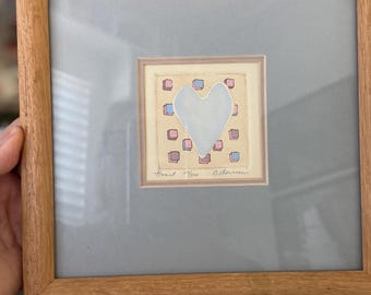 Framed Brooke Morrison "Handmade Hearts" 3D Collagraph, Signed & Numbered by Artist